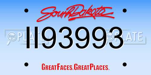 II93993 South Dakota License Plate