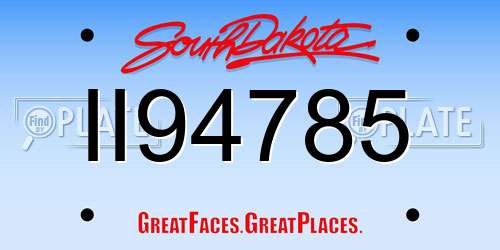 II94785 South Dakota License Plate