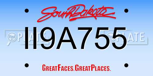 II9A755 South Dakota License Plate