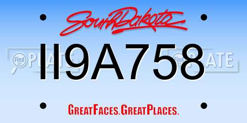 II9A758 South Dakota License Plate