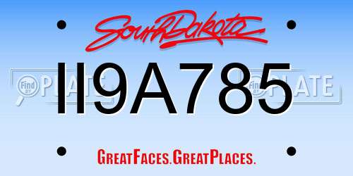 II9A785 South Dakota License Plate