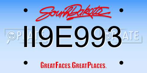 II9E993 South Dakota License Plate