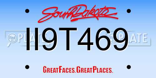 II9T469 South Dakota License Plate