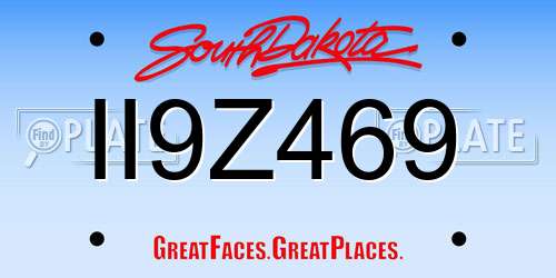 II9Z469 South Dakota License Plate