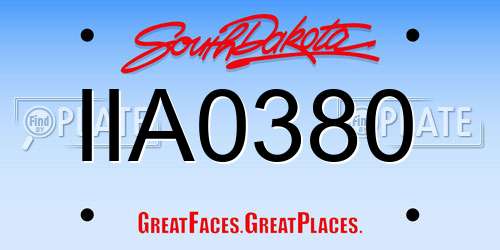 IIA0380 South Dakota License Plate