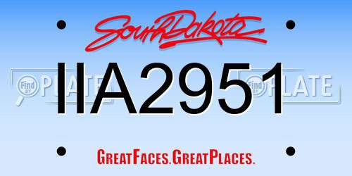 IIA2951 South Dakota License Plate