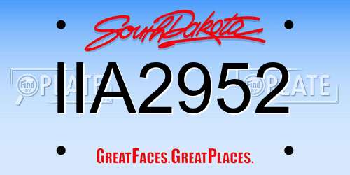 IIA2952 South Dakota License Plate