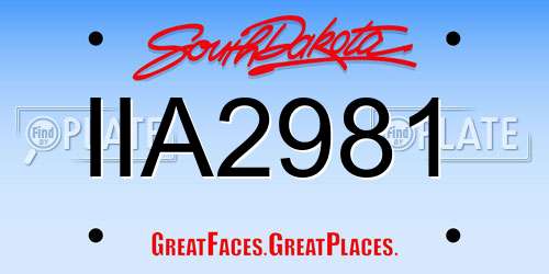 IIA2981 South Dakota License Plate