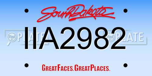 IIA2982 South Dakota License Plate