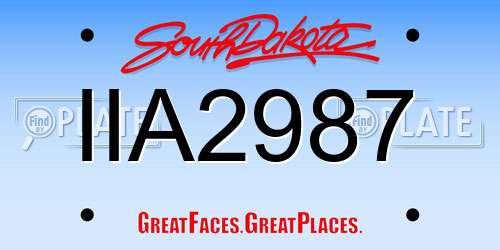 IIA2987 South Dakota License Plate