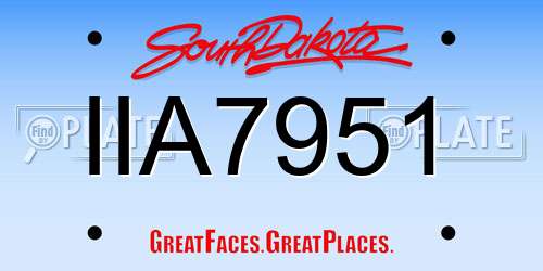 IIA7951 South Dakota License Plate