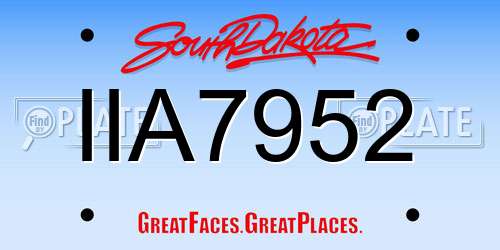 IIA7952 South Dakota License Plate