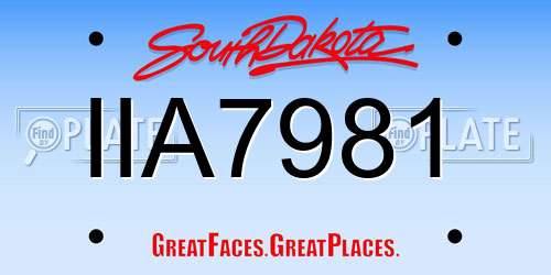 IIA7981 South Dakota License Plate