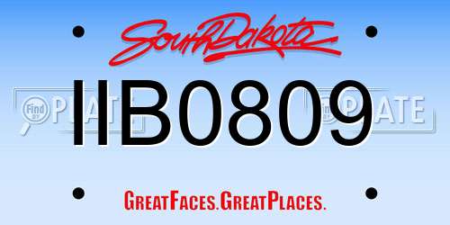 IIB0809 South Dakota License Plate