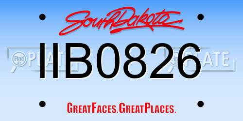IIB0826 South Dakota License Plate