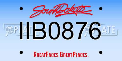 IIB0876 South Dakota License Plate