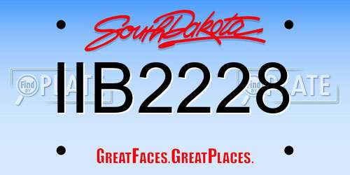 IIB2228 South Dakota License Plate