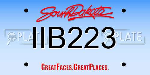 IIB223 South Dakota License Plate