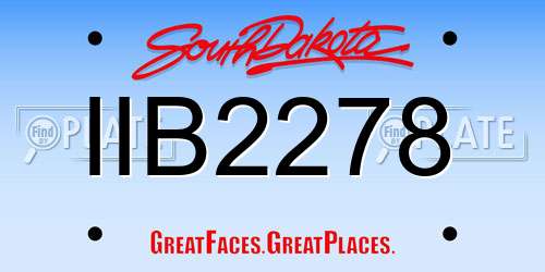 IIB2278 South Dakota License Plate