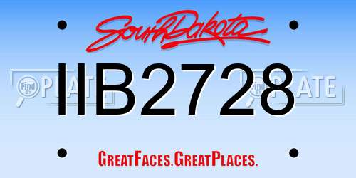 IIB2728 South Dakota License Plate