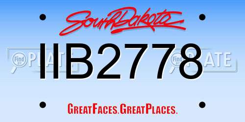 IIB2778 South Dakota License Plate