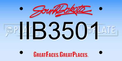 IIB3501 South Dakota License Plate
