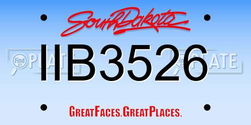 IIB3526 South Dakota License Plate