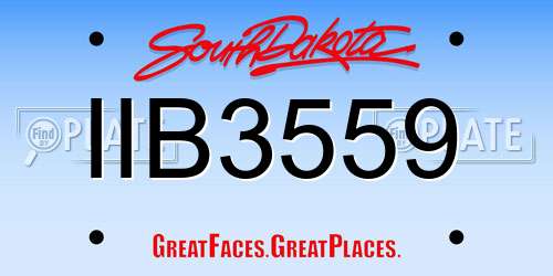 IIB3559 South Dakota License Plate