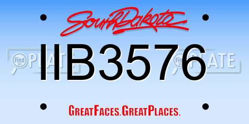 IIB3576 South Dakota License Plate