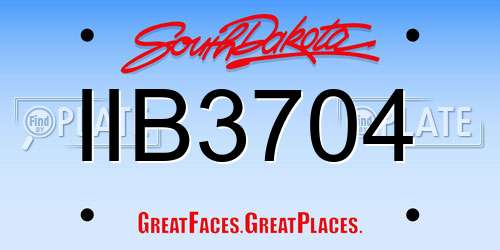IIB3704 South Dakota License Plate