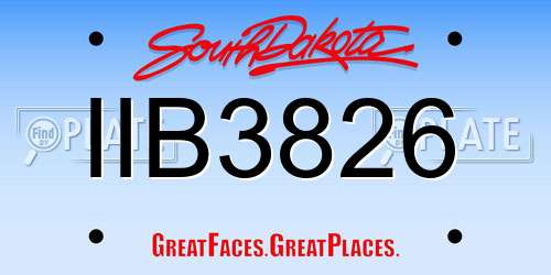 IIB3826 South Dakota License Plate