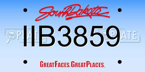 IIB3859 South Dakota License Plate