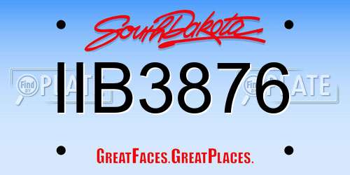 IIB3876 South Dakota License Plate