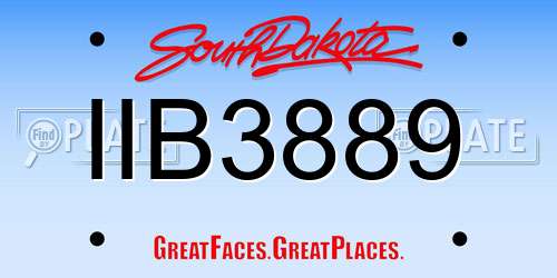 IIB3889 South Dakota License Plate