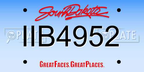 IIB4952 South Dakota License Plate