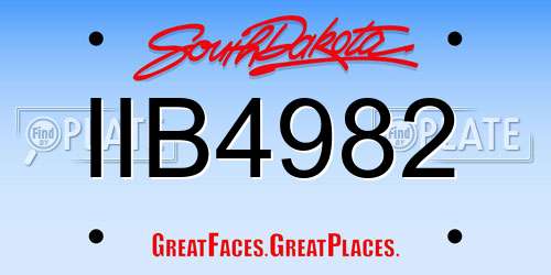 IIB4982 South Dakota License Plate