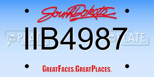 IIB4987 South Dakota License Plate