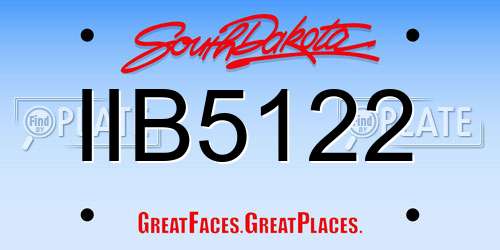 IIB5122 South Dakota License Plate