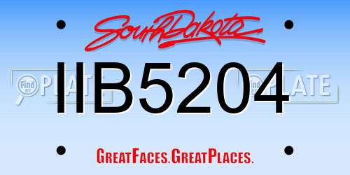 IIB5204 South Dakota License Plate