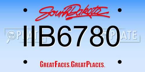 IIB6780 South Dakota License Plate