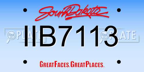 IIB7113 South Dakota License Plate
