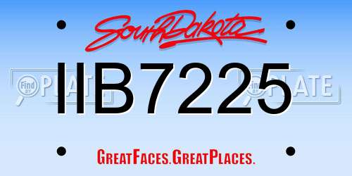 IIB7225 South Dakota License Plate