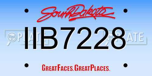 IIB7228 South Dakota License Plate