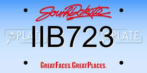IIB723 South Dakota License Plate