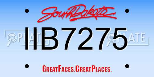 IIB7275 South Dakota License Plate