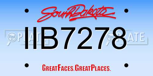 IIB7278 South Dakota License Plate