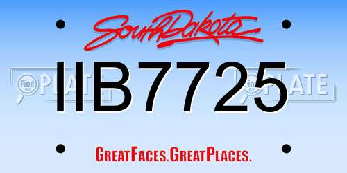 IIB7725 South Dakota License Plate