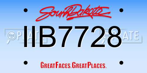 IIB7728 South Dakota License Plate