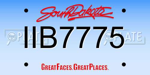 IIB7775 South Dakota License Plate