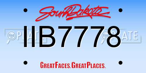 IIB7778 South Dakota License Plate